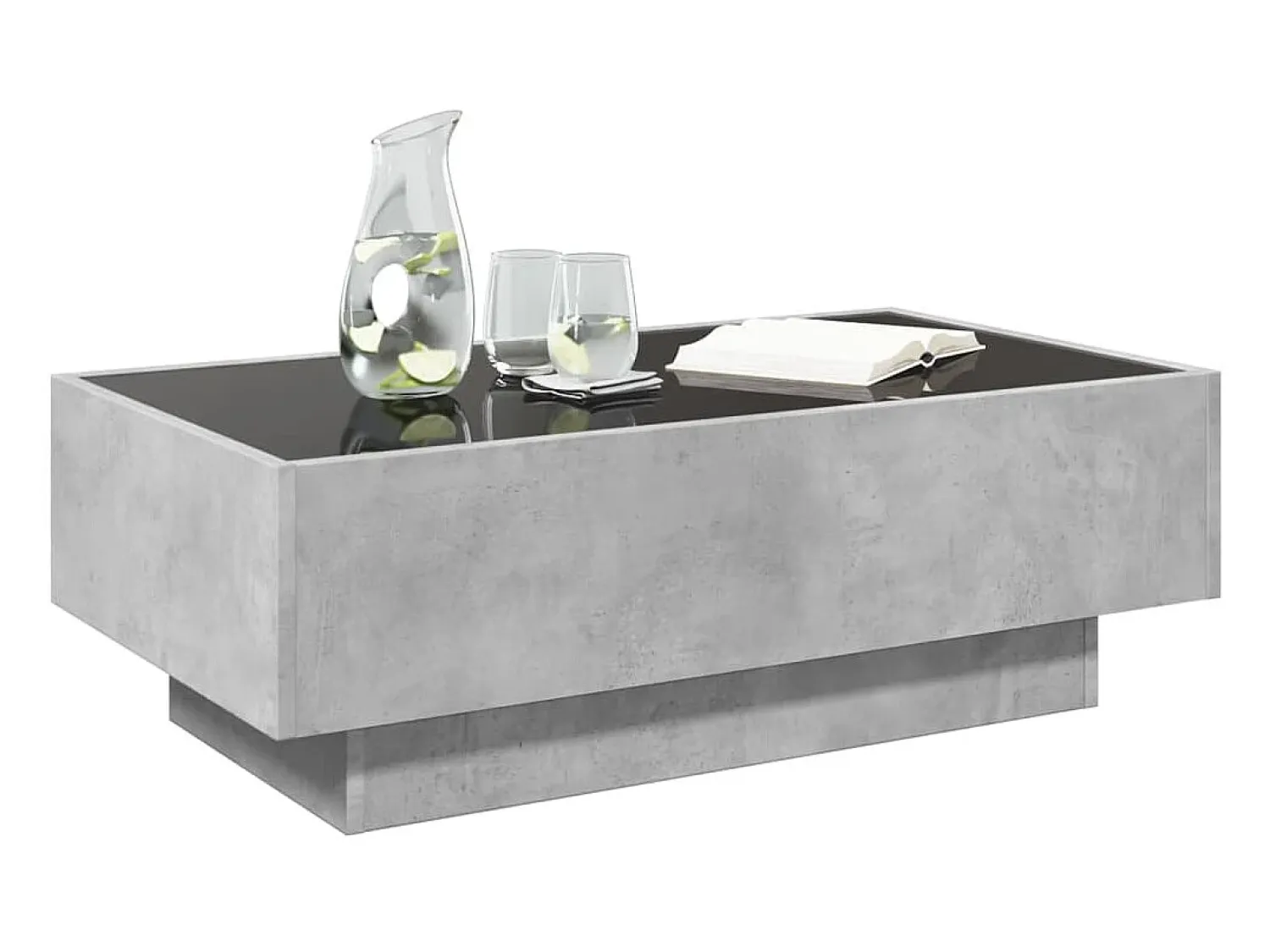 Discount Mesa de centro | Mesa de apoio c/ LEDs 90x50x30 cm derivados de madeira Cinzento