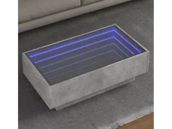Discount Mesa de centro | Mesa de apoio c/ LEDs 90x50x30 cm derivados de madeira Cinzento