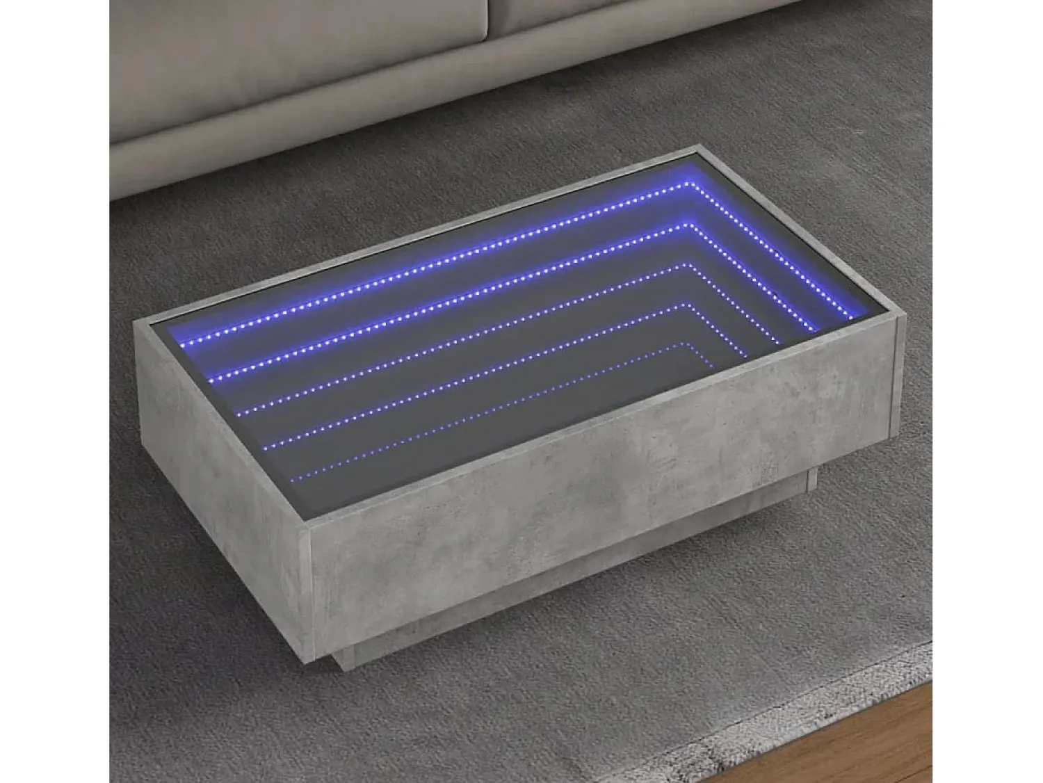 Discount Mesa de centro | Mesa de apoio c/ LEDs 90x50x30 cm derivados de madeira Cinzento