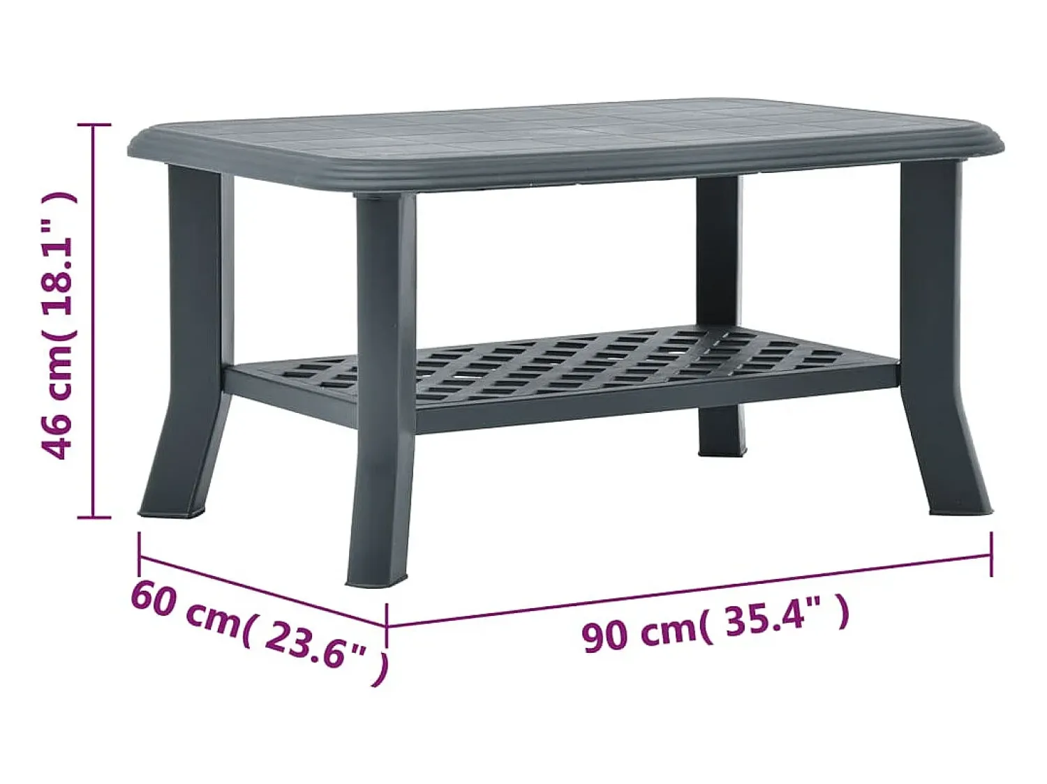Online Mesa de centro | Mesa de apoio 90x60x46 cm plástico Verde