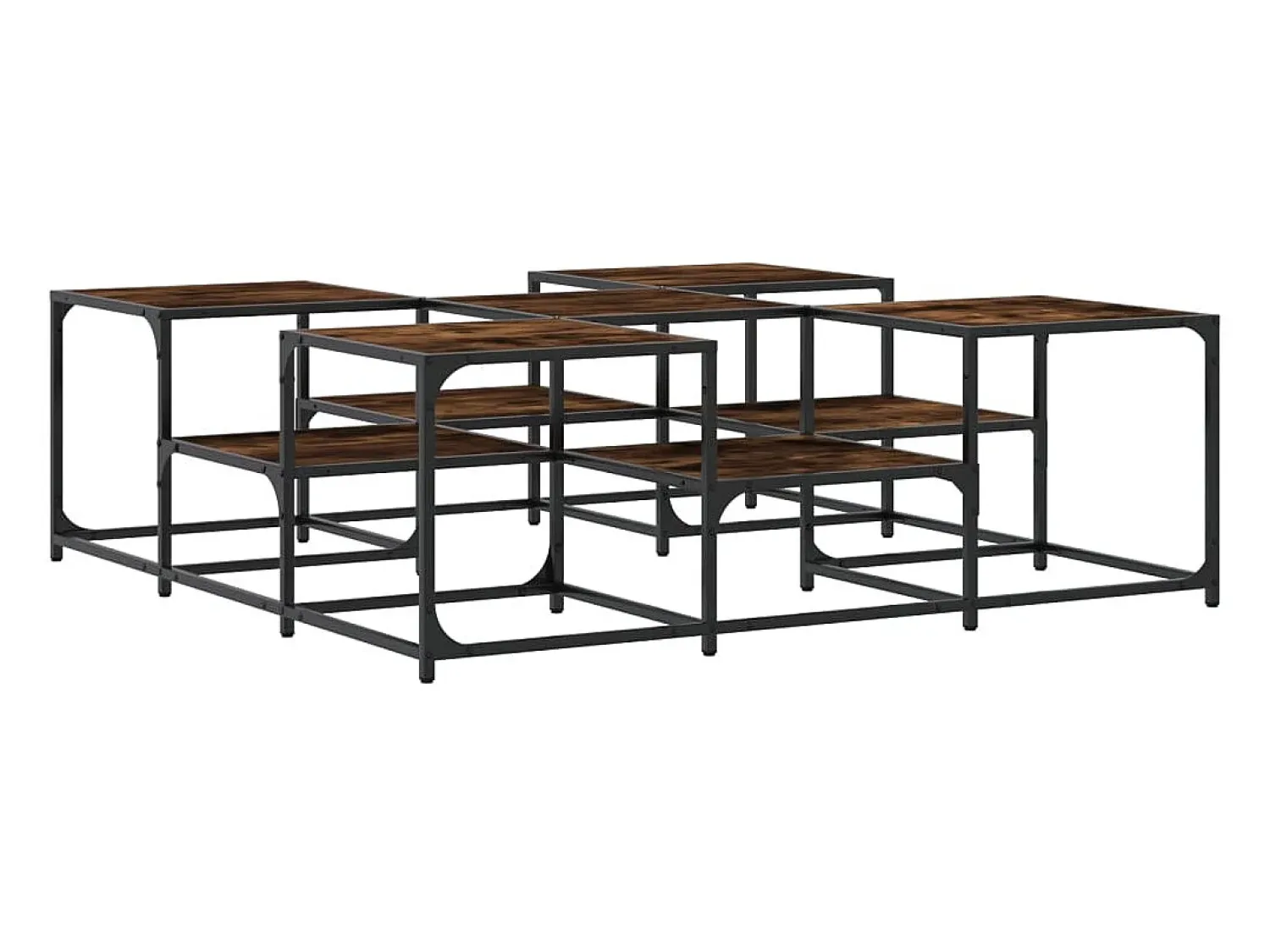Mesa de centro | Mesa de apoio 121x121x40 cm derivados madeira carvalho fumado^ Mesa De Centro