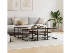 Mesa de centro | Mesa de apoio 121x121x40 cm derivados madeira carvalho fumado^ Mesa De Centro