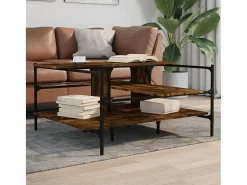 Sale Mesa de centro | Mesa de apoio 100x100x48.5cm derivados madeira carvalho fumado Castanho