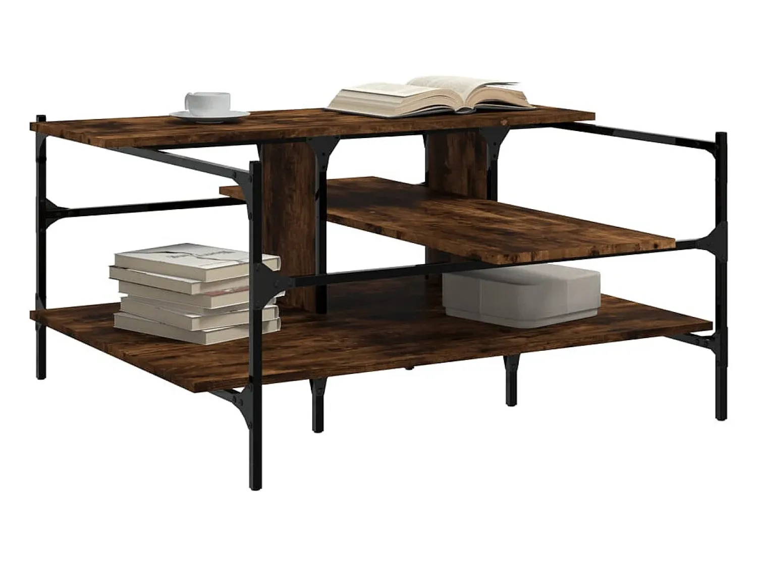 Sale Mesa de centro | Mesa de apoio 100x100x48.5cm derivados madeira carvalho fumado Castanho