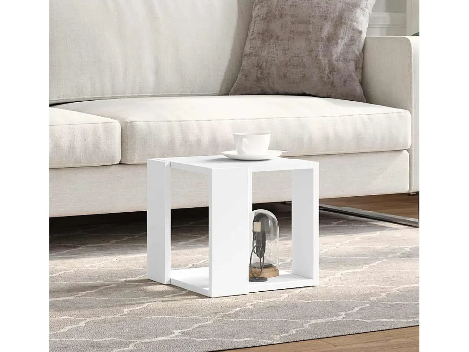 Mesa De Centro* Mesa de centro | Mesa de apoio 32x32x30 cm derivados de madeira Branco