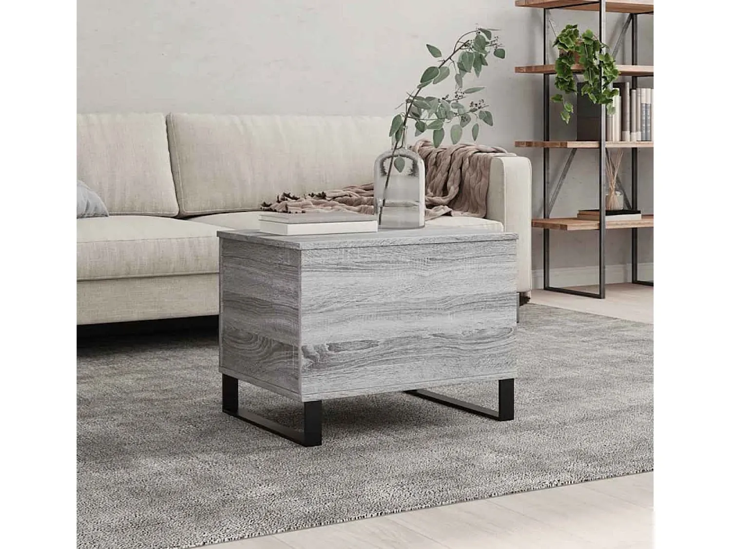 Clearance Mesa de centro | Mesa de apoio 60x44.5x45 cm derivados de madeira cinza sonoma Cinzento