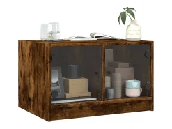 Mesa De Centro| Mesa de centro | Mesa de apoio c/ portas de vidro 68x50x42 cm carvalho fumado Castanho