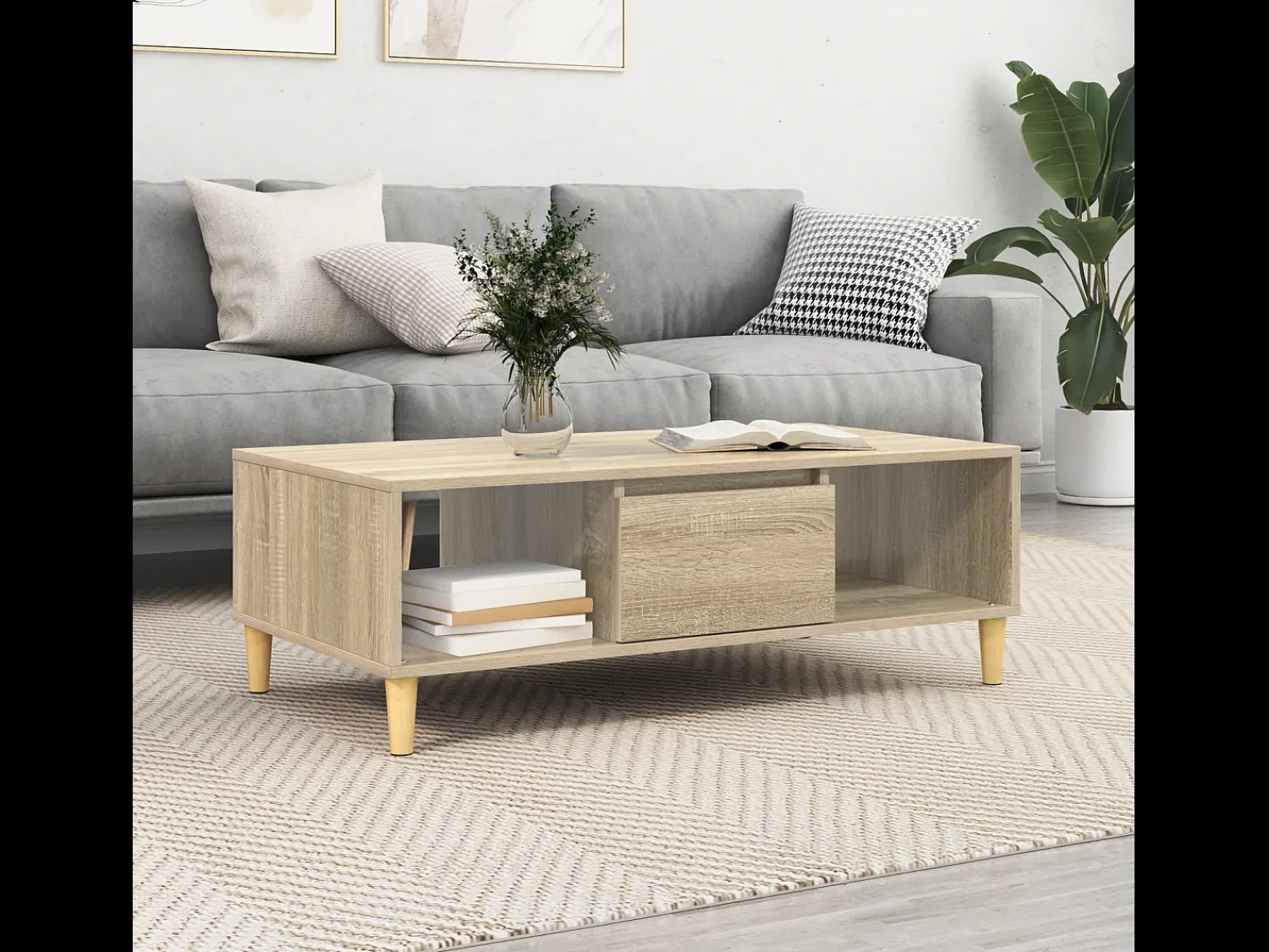 Mesa de centro | Mesa de apoio Carvalho sonoma 103.5x60x35 cm^ Mesa De Centro