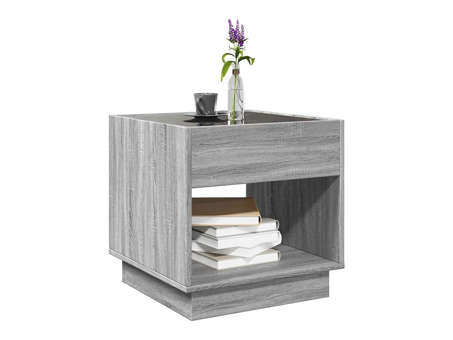 Mesa de centro | Mesa de apoio luzes LED Infinity 50x50x50 cm sonoma^ Mesa De Centro