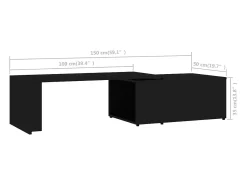 Mesa De Centro* Mesa de centro | Mesa de apoio 150x50x35 cm derivados de madeira Preto