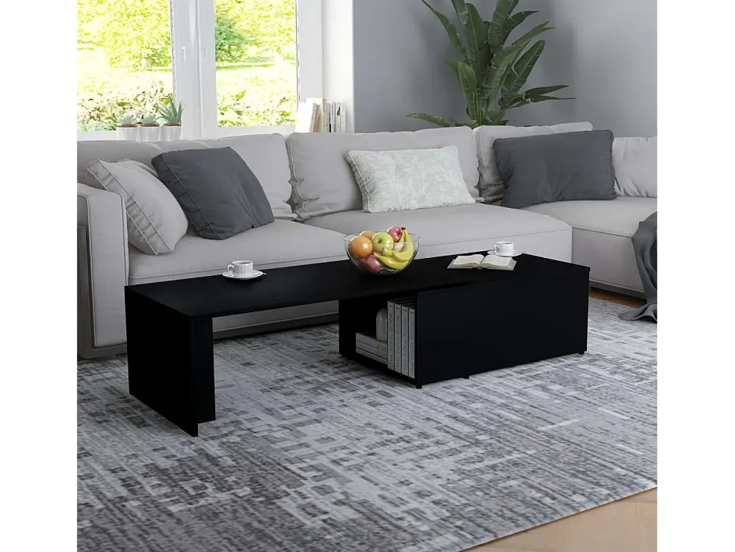 Mesa De Centro* Mesa de centro | Mesa de apoio 150x50x35 cm derivados de madeira Preto