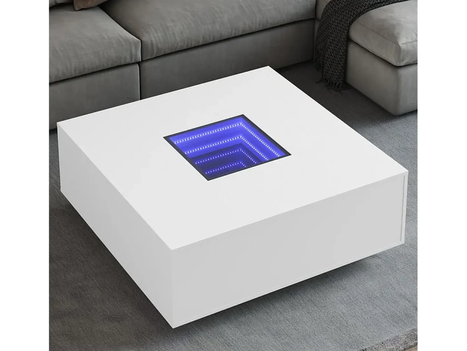 Discount Mesa de centro | Mesa de apoio luzes LED Infinity 100x100x40 cm Branco