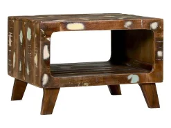 Best Mesa de centro | Mesa de apoio | Mesa de café 50x50x35 cm Madeira recuperada maciça Multicor