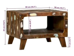 Best Mesa de centro | Mesa de apoio | Mesa de café 50x50x35 cm Madeira recuperada maciça Multicor