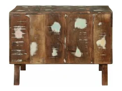 Best Mesa de centro | Mesa de apoio | Mesa de café 50x50x35 cm Madeira recuperada maciça Multicor
