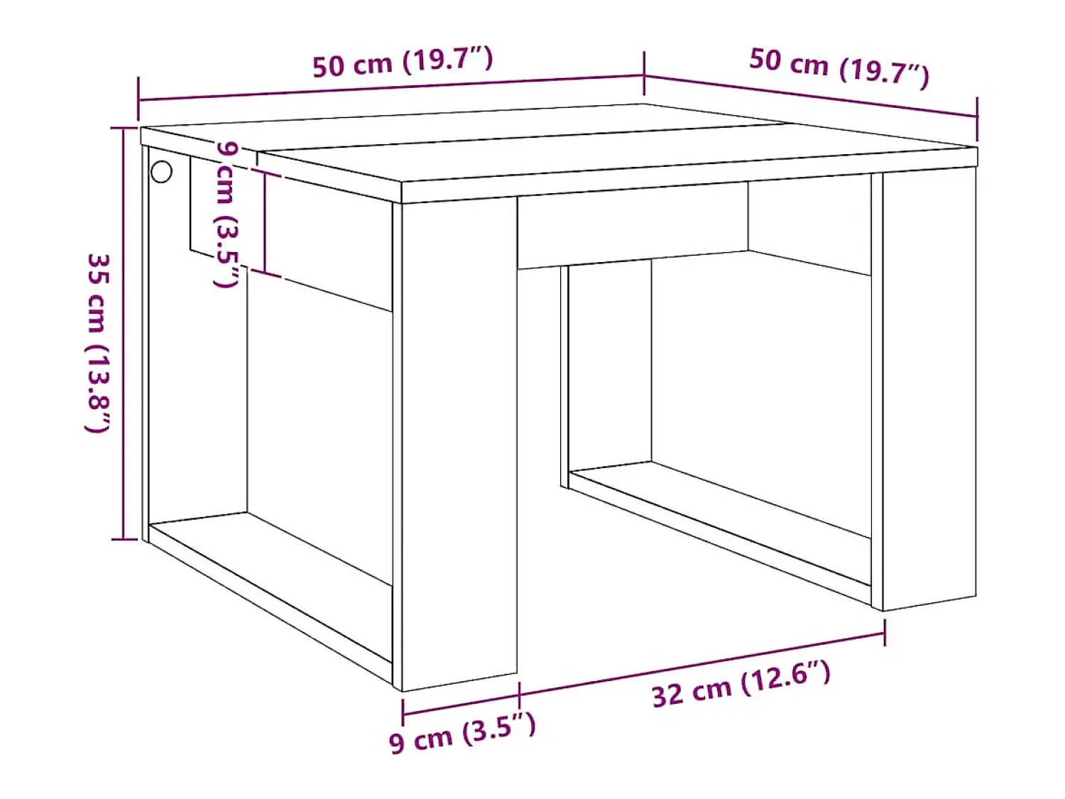 Mesa De Centro* Mesa de centro | Mesa de apoio 50x50x35 cm derivados madeira carvalho artisiano Castanho
