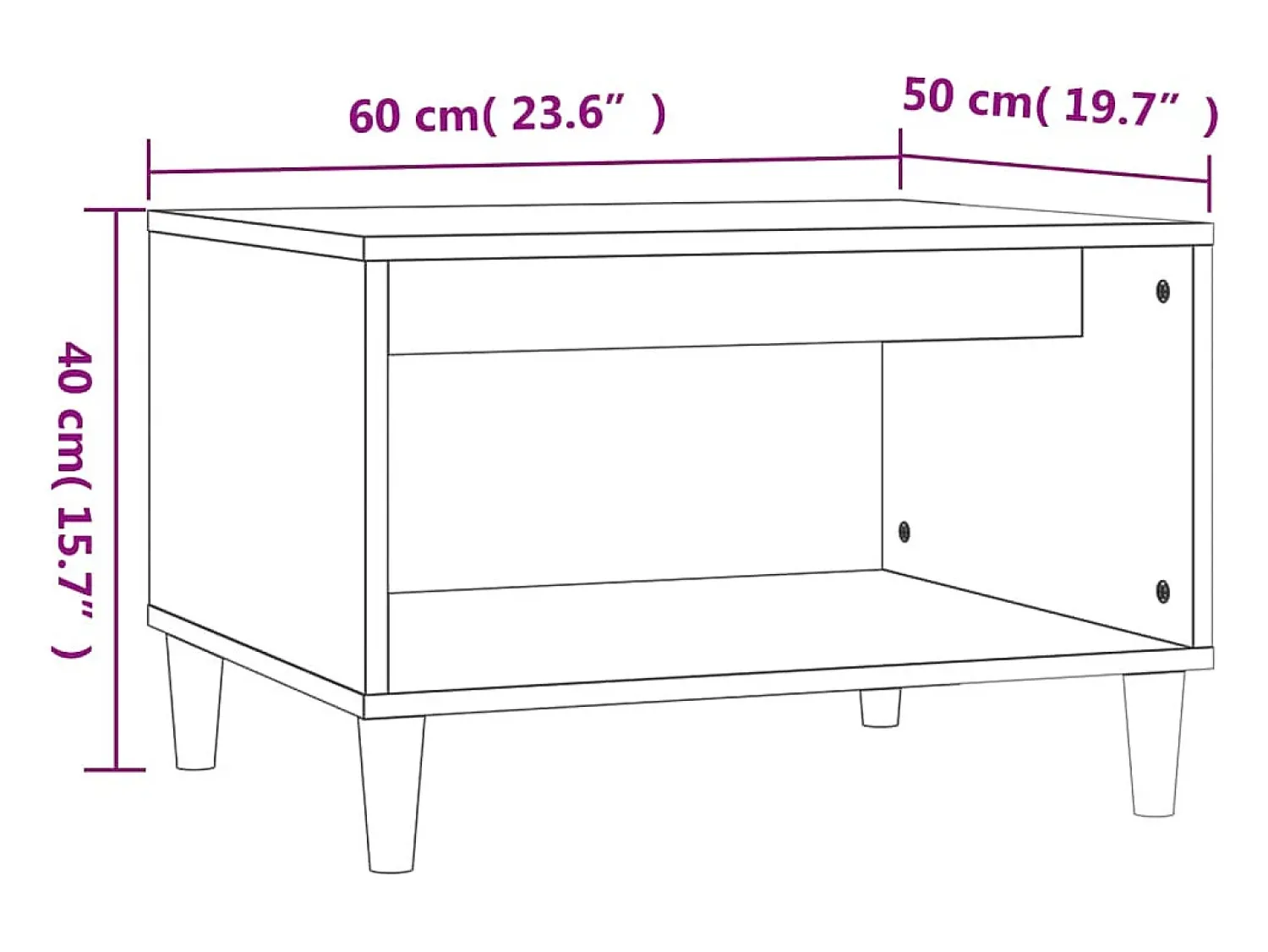 New Mesa de centro | Mesa de apoio 60x50x40 cm madeira processada Preto