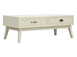 Mesa de centro | Mesa de apoio | Mesa de café 2 gavetas esculpidas 110x50x40 madeira^ Mesa De Centro