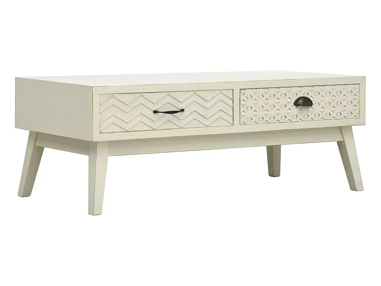 Mesa de centro | Mesa de apoio | Mesa de café 2 gavetas esculpidas 110x50x40 madeira^ Mesa De Centro