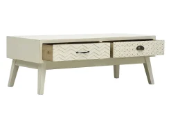 Mesa de centro | Mesa de apoio | Mesa de café 2 gavetas esculpidas 110x50x40 madeira^ Mesa De Centro