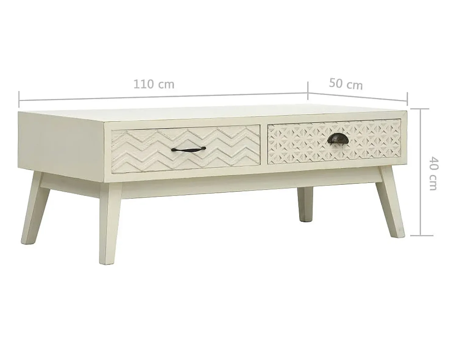 Mesa de centro | Mesa de apoio | Mesa de café 2 gavetas esculpidas 110x50x40 madeira^ Mesa De Centro