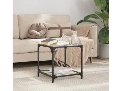 Mesa De Centro| Mesa de centro | Mesa de apoio c/ topo em vidro 40x40x40 cm aço Transparente