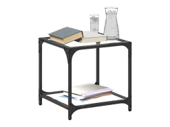 Mesa De Centro| Mesa de centro | Mesa de apoio c/ topo em vidro 40x40x40 cm aço Transparente