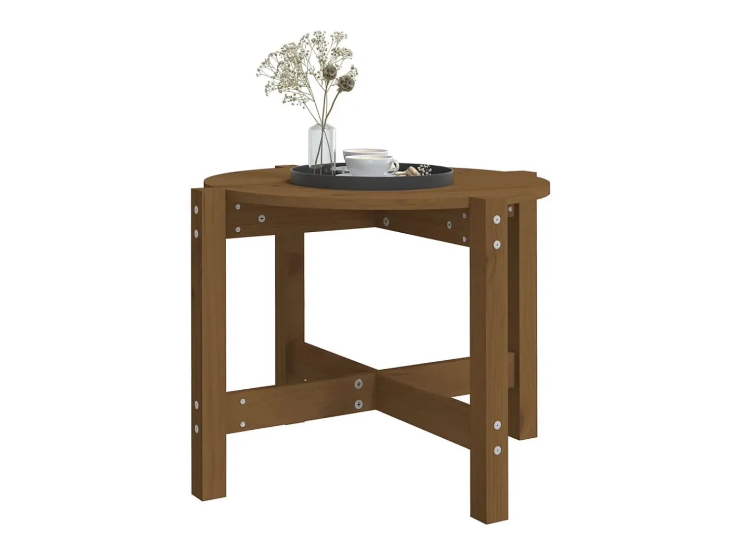 Mesa de centro | Mesa de apoio Ø 62.5x45 cm madeira pinho maciça -mel^ Mesa De Centro