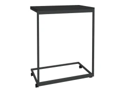 Mesa de centro | Mesa de apoio c/ rodas 55x35x70 cm derivados de madeira preta^ Mesa De Centro