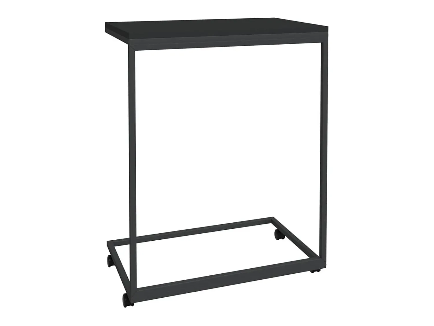 Mesa de centro | Mesa de apoio c/ rodas 55x35x70 cm derivados de madeira preta^ Mesa De Centro