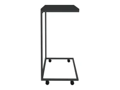 Mesa de centro | Mesa de apoio c/ rodas 55x35x70 cm derivados de madeira preta^ Mesa De Centro