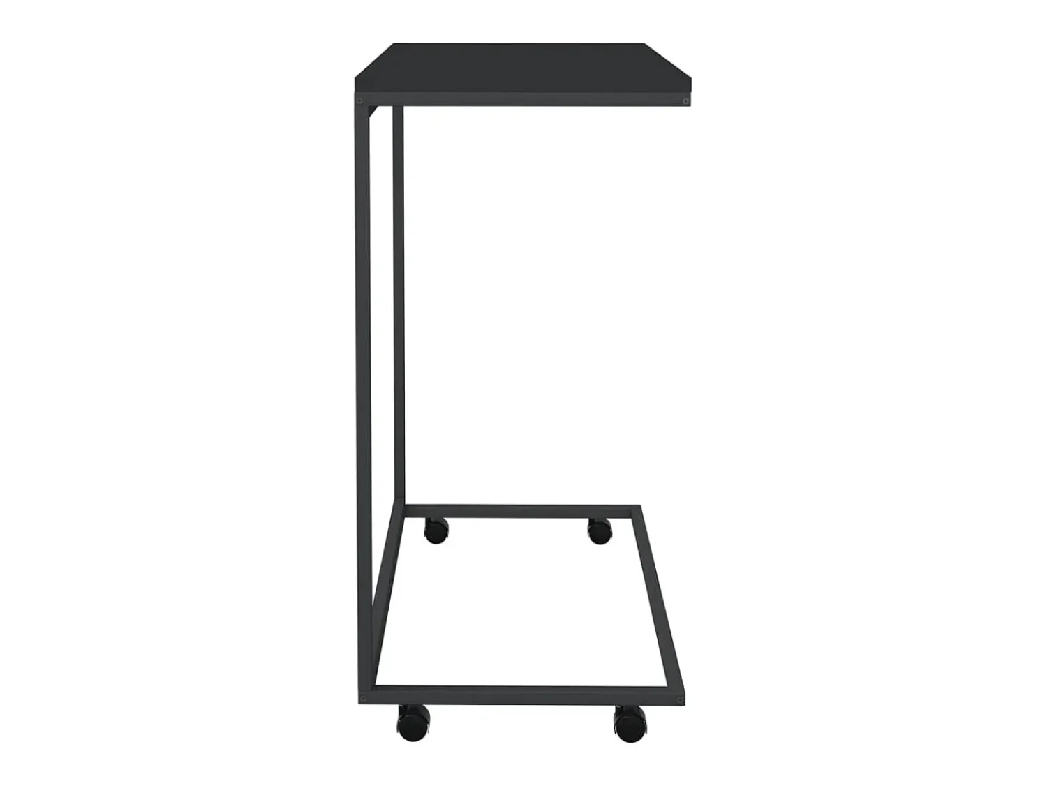 Mesa de centro | Mesa de apoio c/ rodas 55x35x70 cm derivados de madeira preta^ Mesa De Centro