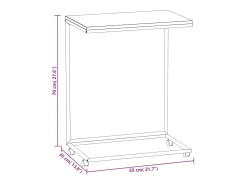 Mesa de centro | Mesa de apoio c/ rodas 55x35x70 cm derivados de madeira preta^ Mesa De Centro