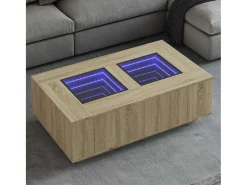 Mesa De Centro* Mesa de centro | Mesa de apoio luzes LED Infinity 116x69x40 cm carvalho sonoma Castanho