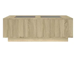 Mesa De Centro* Mesa de centro | Mesa de apoio luzes LED Infinity 116x69x40 cm carvalho sonoma Castanho
