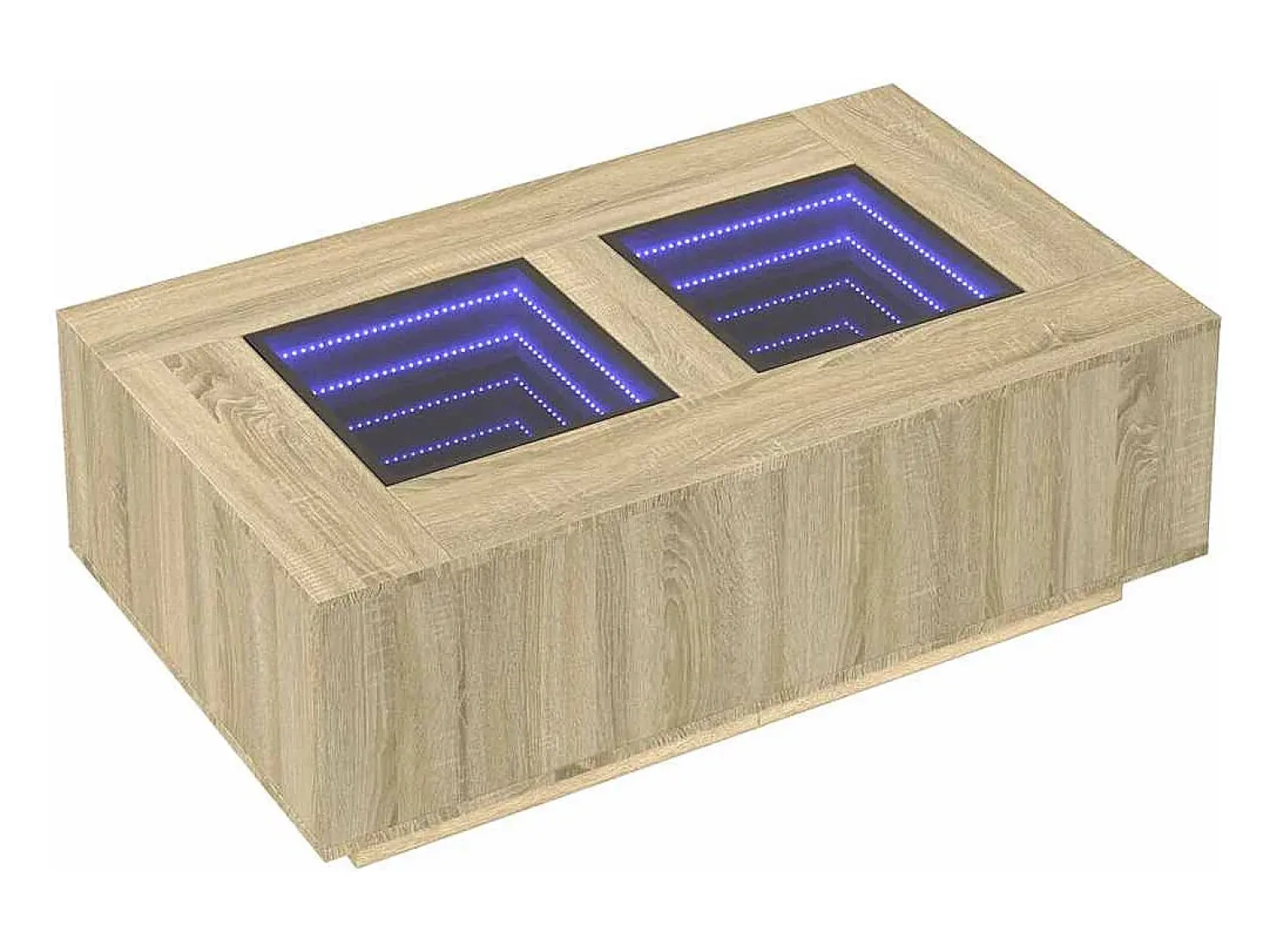 Mesa De Centro* Mesa de centro | Mesa de apoio luzes LED Infinity 116x69x40 cm carvalho sonoma Castanho