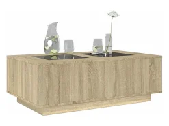 Mesa De Centro* Mesa de centro | Mesa de apoio luzes LED Infinity 116x69x40 cm carvalho sonoma Castanho