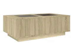 Mesa De Centro* Mesa de centro | Mesa de apoio luzes LED Infinity 116x69x40 cm carvalho sonoma Castanho