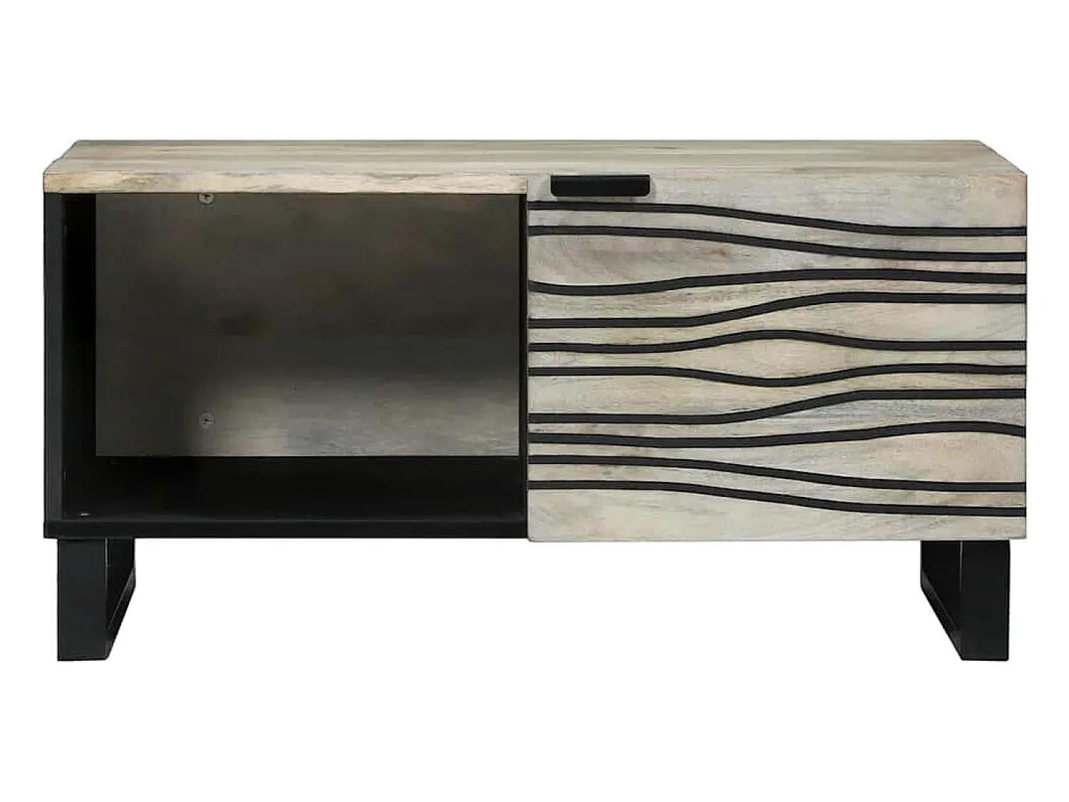 Mesa De Centro| Mesa de centro | Mesa de apoio Bege e Preto 80x50x40 cm Branco