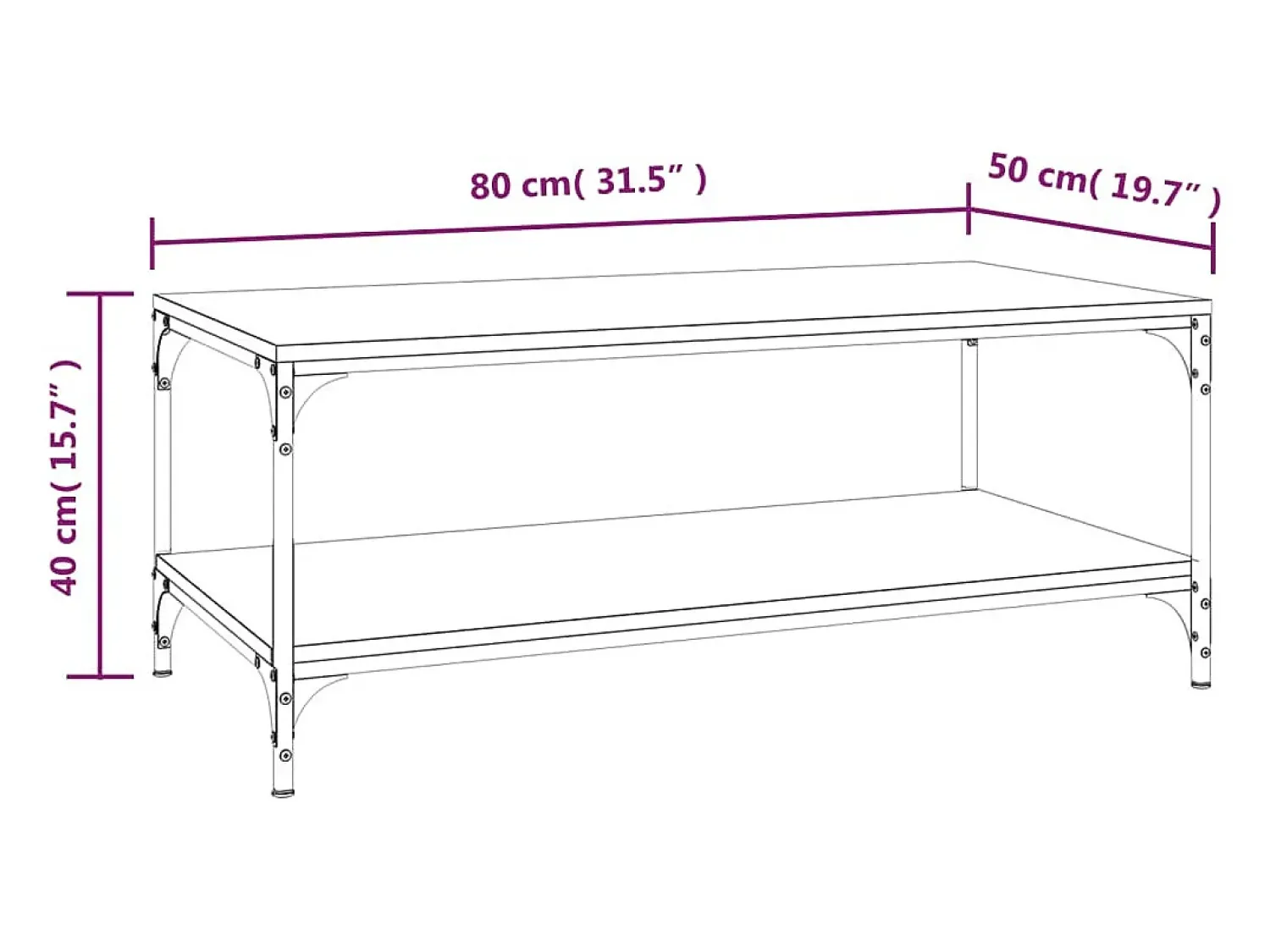 Mesa De Centro| Mesa de centro | Mesa de apoio 80x50x40 cm derivados de madeira sonoma Cinzento
