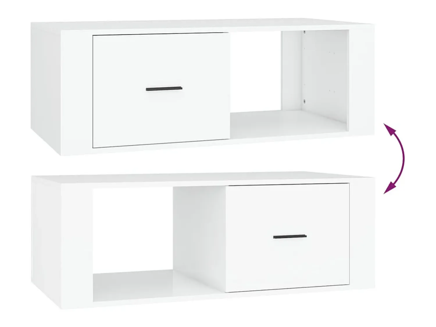 New Mesa de centro | Mesa de apoio 100x50.5x35 cm derivados de madeira Branco
