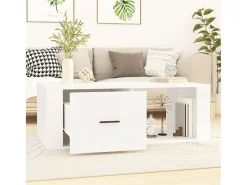 New Mesa de centro | Mesa de apoio 100x50.5x35 cm derivados de madeira Branco