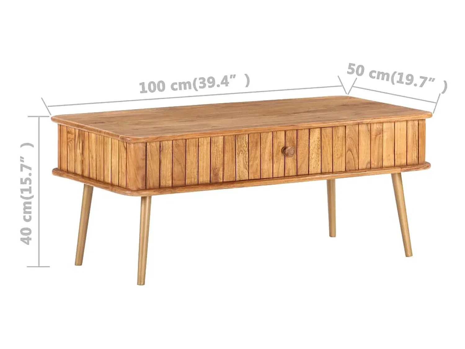 Mesa De Centro| Mesa de centro | Mesa de apoio | Mesa de café 100x50x40 cm madeira de acácia maciça Castanho