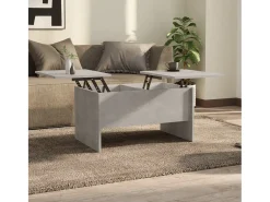 Mesa de centro | Mesa de apoio 80x50x42.5 cm madeira processada cinza cimento^ Mesa De Centro