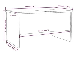 Mesa de centro | Mesa de apoio 80x50x42.5 cm madeira processada cinza cimento^ Mesa De Centro