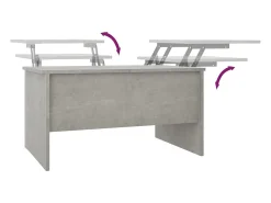 Mesa de centro | Mesa de apoio 80x50x42.5 cm madeira processada cinza cimento^ Mesa De Centro
