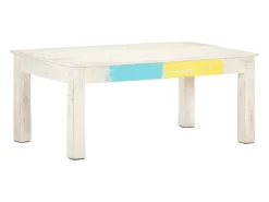 Mesa De Centro| Mesa de centro | Mesa de apoio 110x60x45cm madeira de mangueira maciça Branco