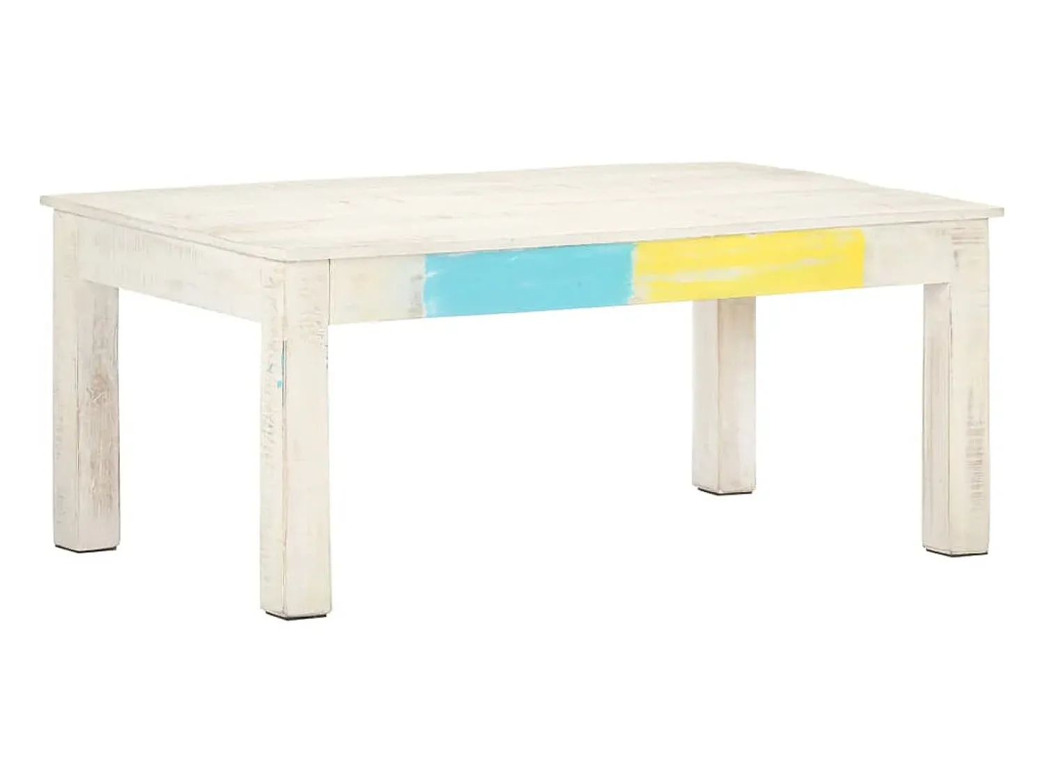 Mesa De Centro| Mesa de centro | Mesa de apoio 110x60x45cm madeira de mangueira maciça Branco