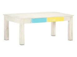 Mesa De Centro| Mesa de centro | Mesa de apoio 110x60x45cm madeira de mangueira maciça Branco