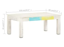 Mesa De Centro| Mesa de centro | Mesa de apoio 110x60x45cm madeira de mangueira maciça Branco